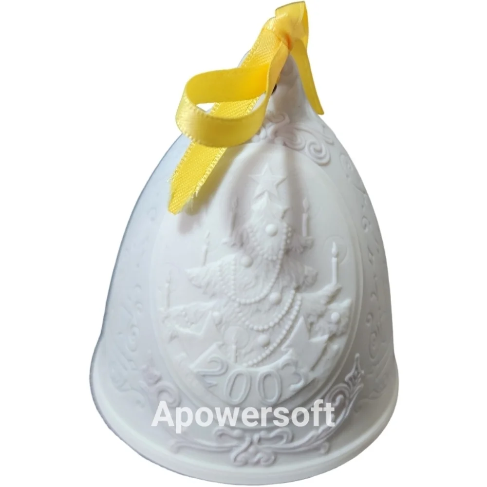 2003 Lladro White Decorative Bell with Yellow Ribbon
